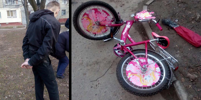 Львів'яни затримали підозрілого чоловіка на дитячому рожевому велосипеді