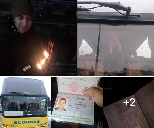 Київські активісти на очах у росіян спалили георгіївську стрічку – фото