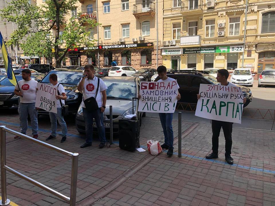 ''СтопКор'' протестував під Держлісагентством через незаконну вирубку лісу на Закарпатті