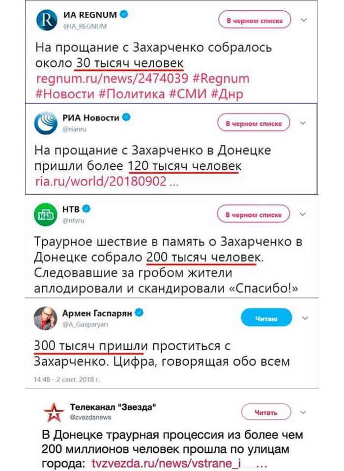 ''Поздравляю вас, гражданин, соврамши'' - російські ЗМІ нарахували на похоронах Захарченка 200 мільйонів відвідувачів