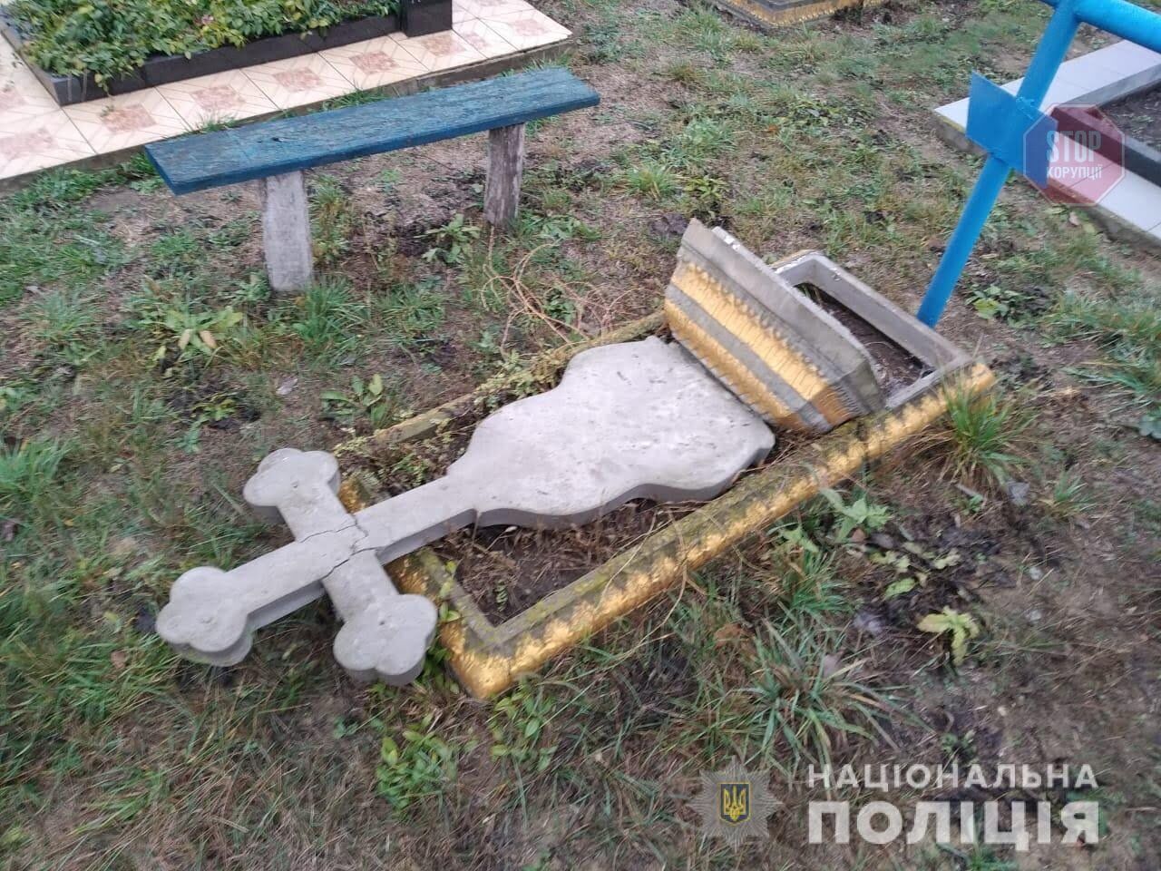 На Вінниччині 15-річний підліток пошкодив 15 нагробків (фото)