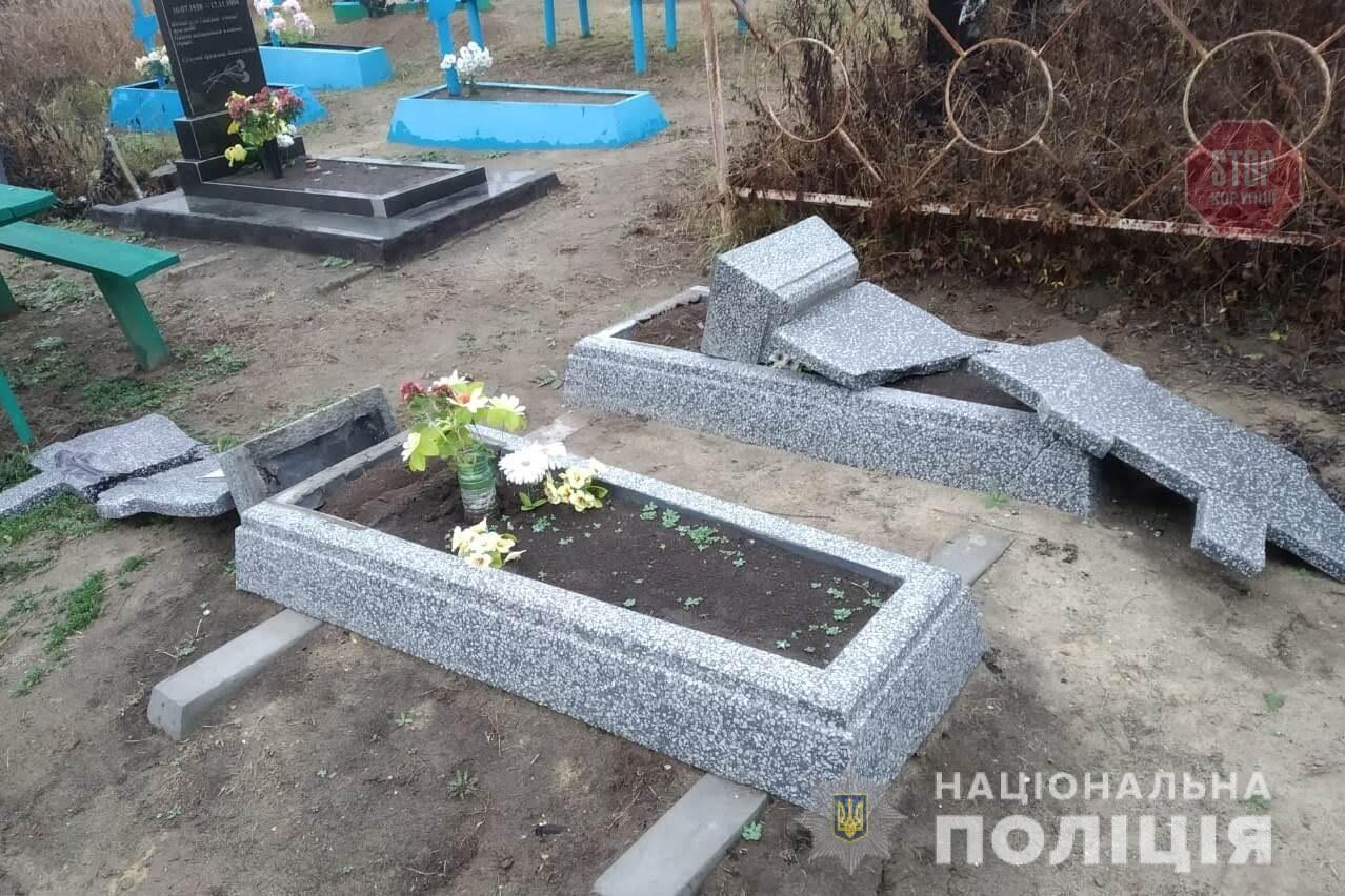 На Вінниччині 15-річний підліток пошкодив 15 нагробків (фото)