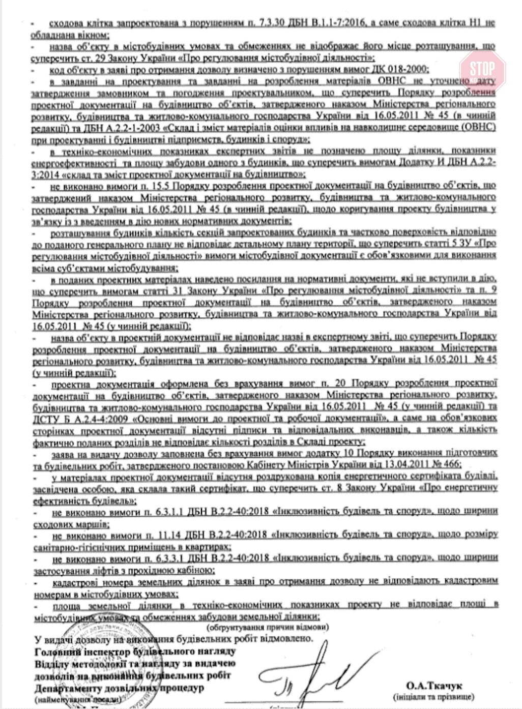  Відмова у видачі дозволу Фото: OBOZREVATEL