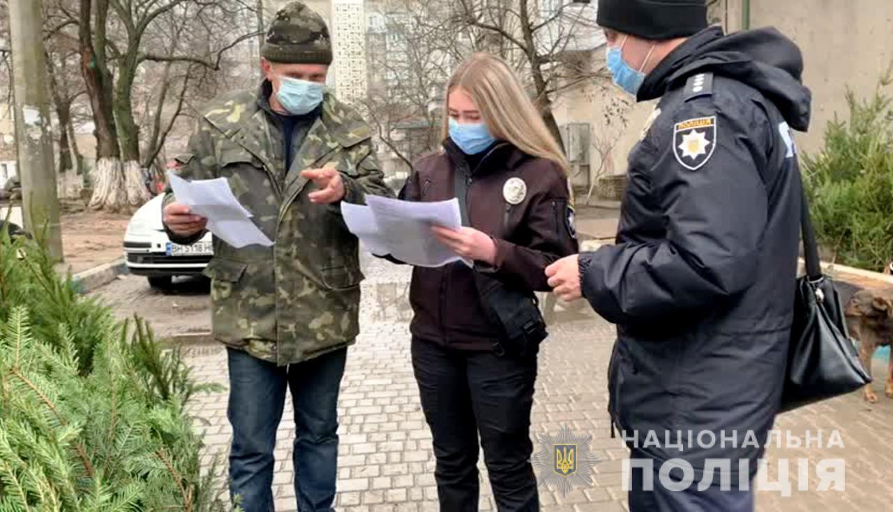 Поліцейські Одещини перевіряють продавців хвойних дерев на дотримання законодавства