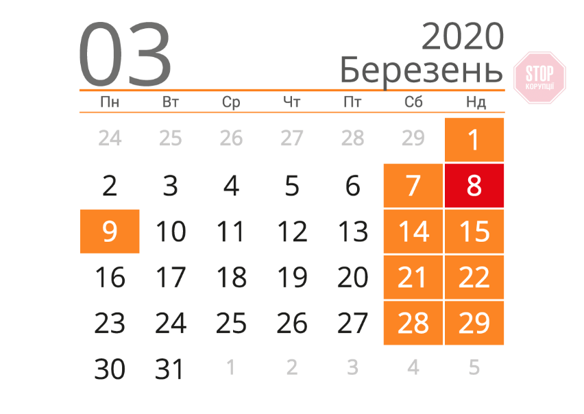 Стало відомо, скільки вихідних буде у березні
