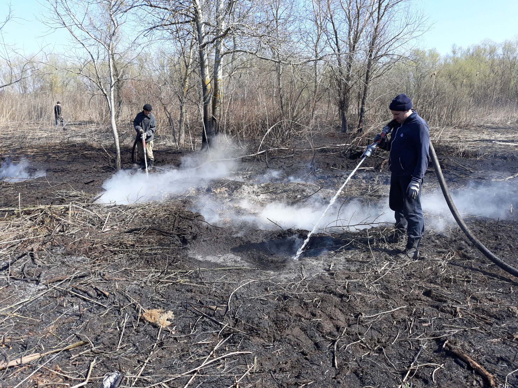 Полтавська область: вогнеборці ліквідовують торф'яну пожежу