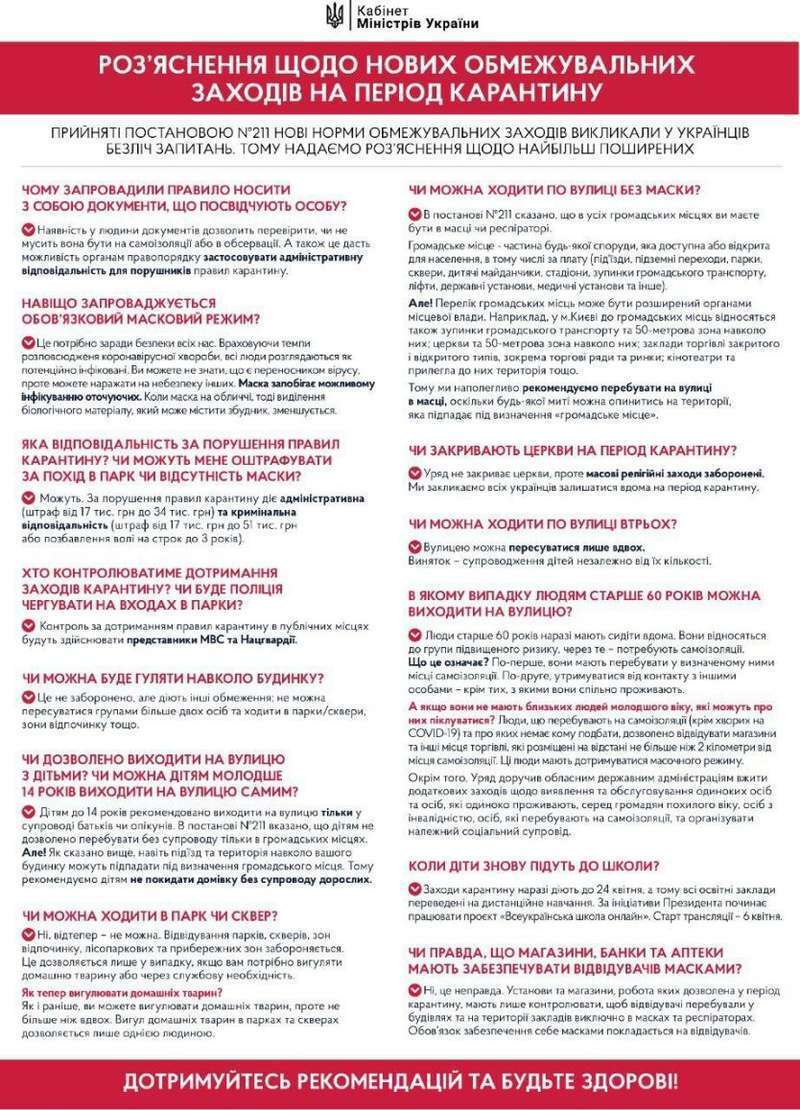 Кабмин разъяснил новые карантинные ограничения