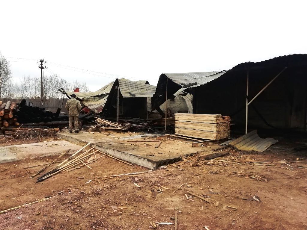 Житомирська область: вогнеборці ліквідували пожежу на території деревообробного цеху