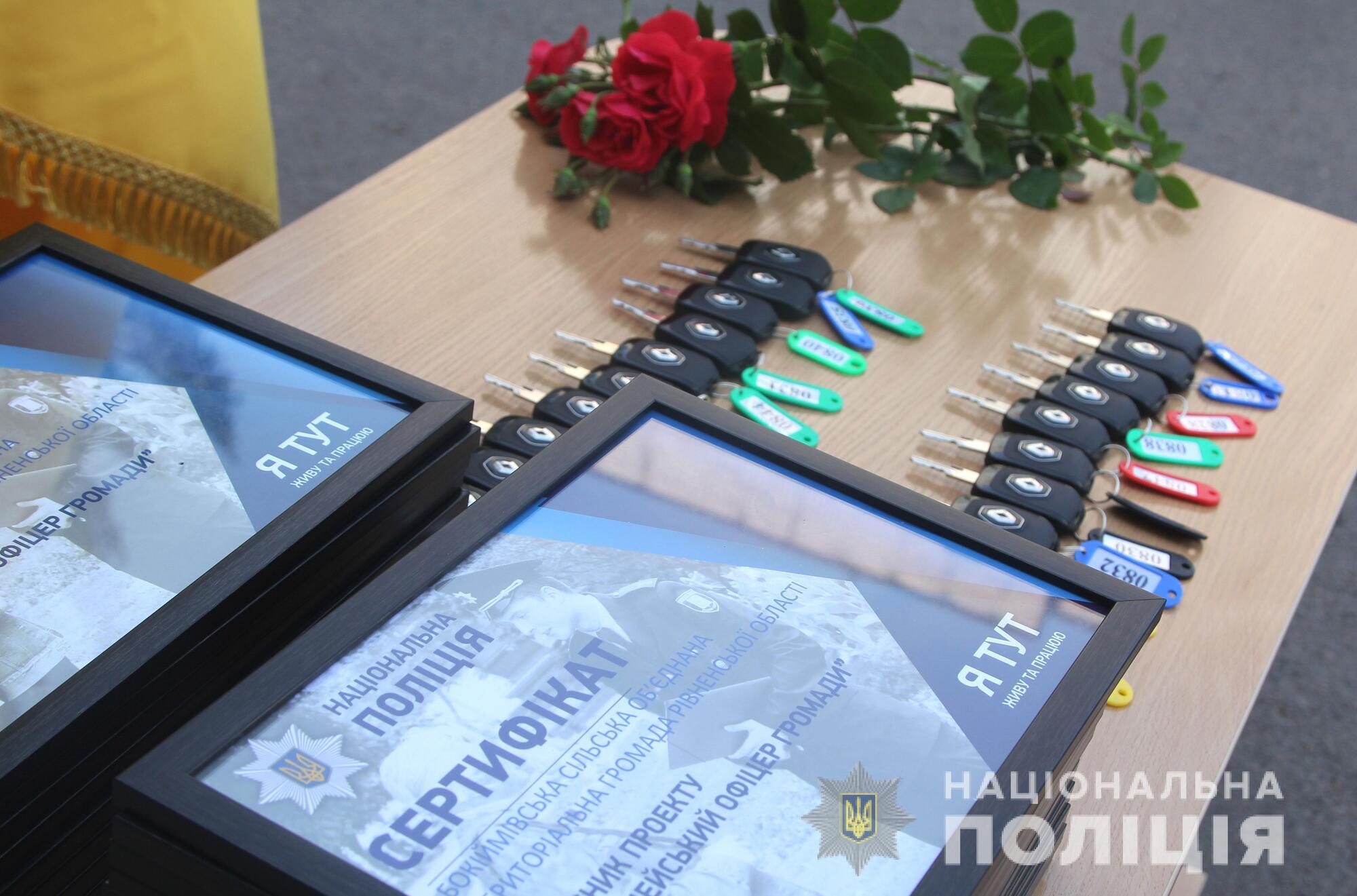 На Рівненщині Голова Нацполіції Ігор Клименко вручив поліцейським офіцерам громад ключі від 23 службових автомобілів