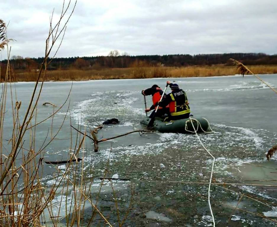Житомирська область: рятувальники вилучили із замерзлої водойми тіло потопельника