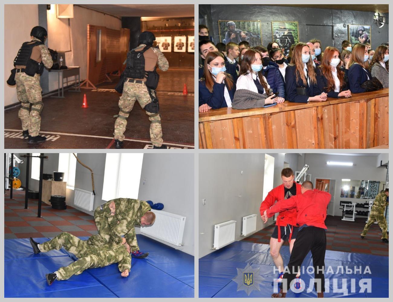 Одеський батальйон поліції особливого призначення привідкрив завісу до професійних таємниць курсантам місцевого юридичного коледжу