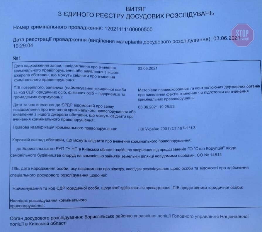  Витяг з ЄРДР Фото: СтопКор