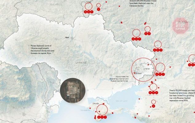  Нова карта скупчення військ РФ біля України Фото: скріншот
