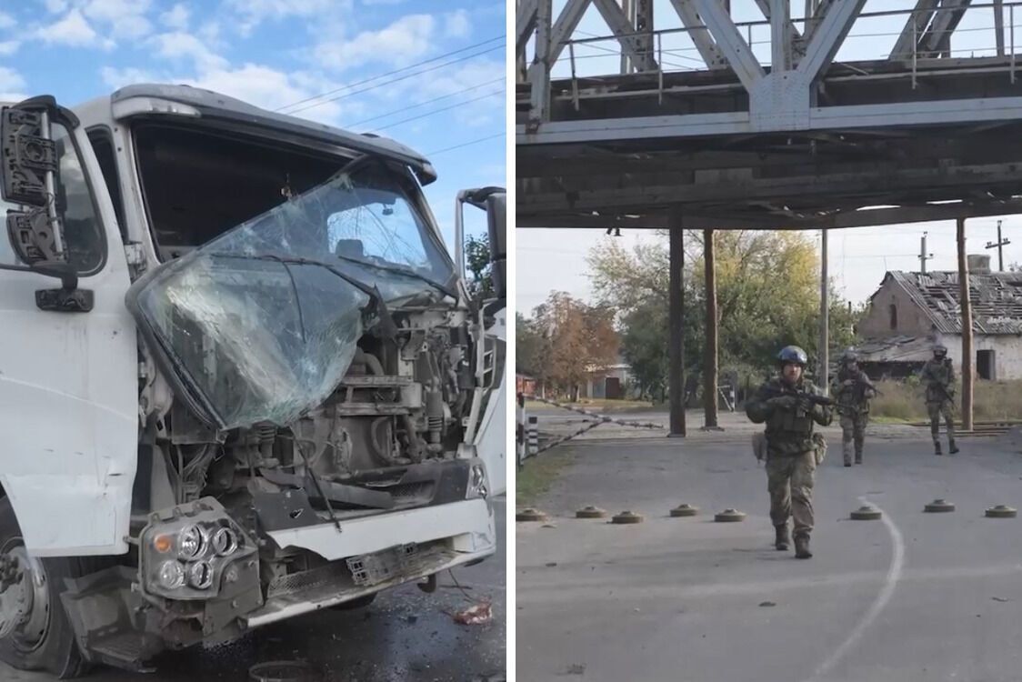 Пошкоджена військова вантажівка у Куп'янську-Вузловому на Харківщині