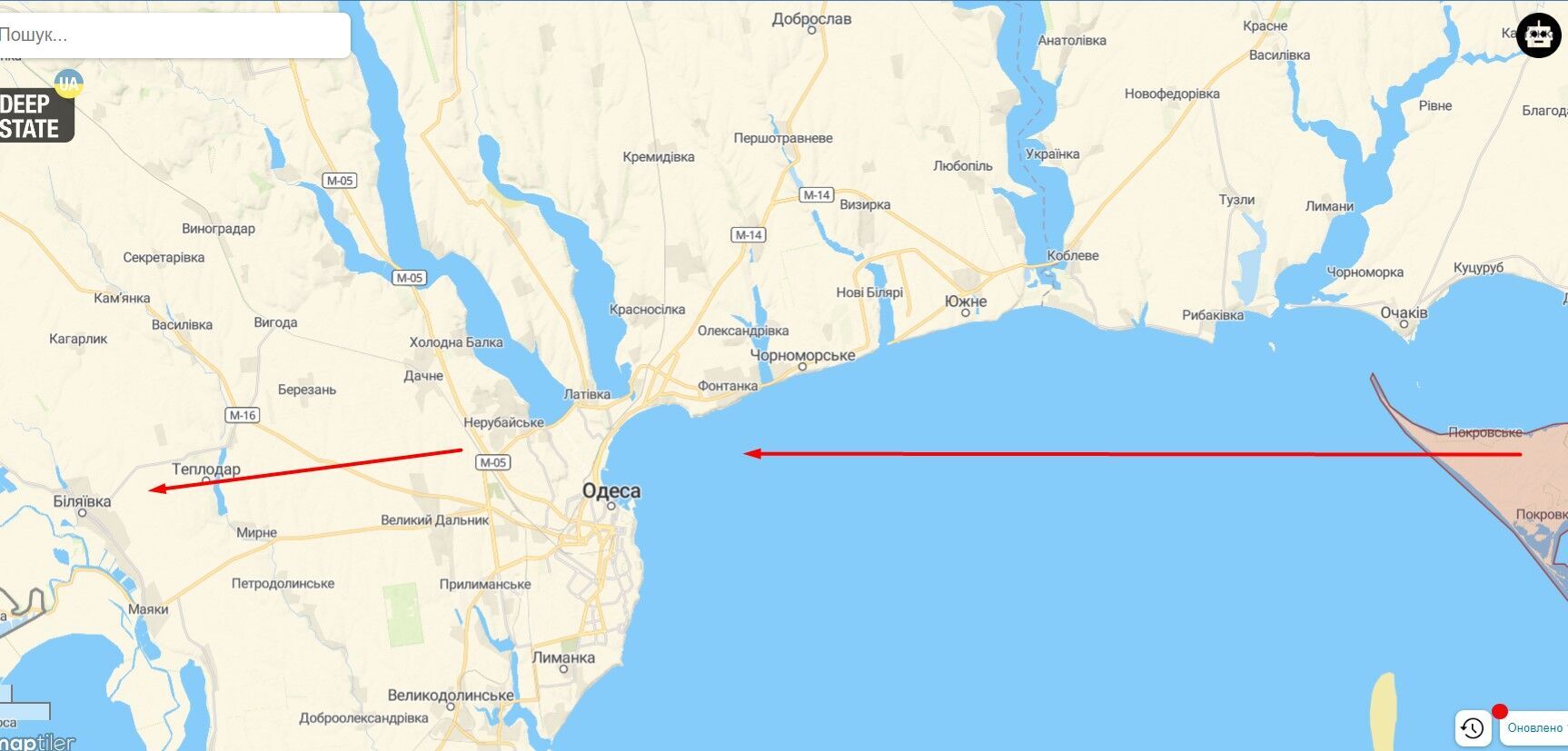 Возможен маршрут дрона-камикадзе в Одесской области.