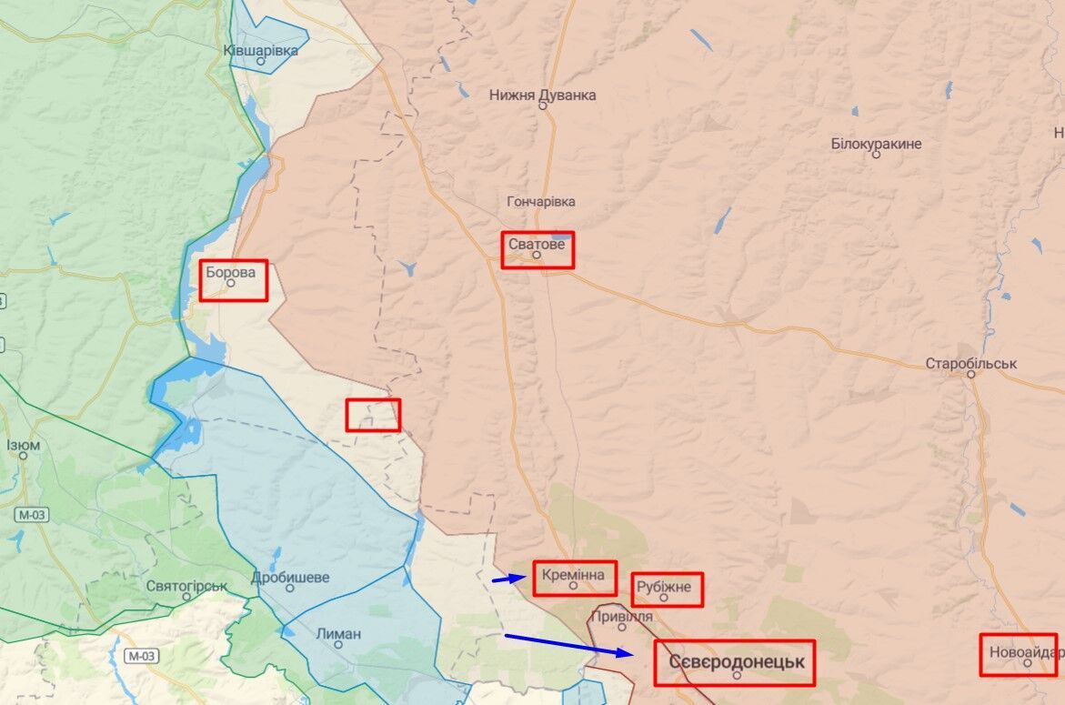 Населені пункти на лінії фронту біля Кремінної на Луганщині