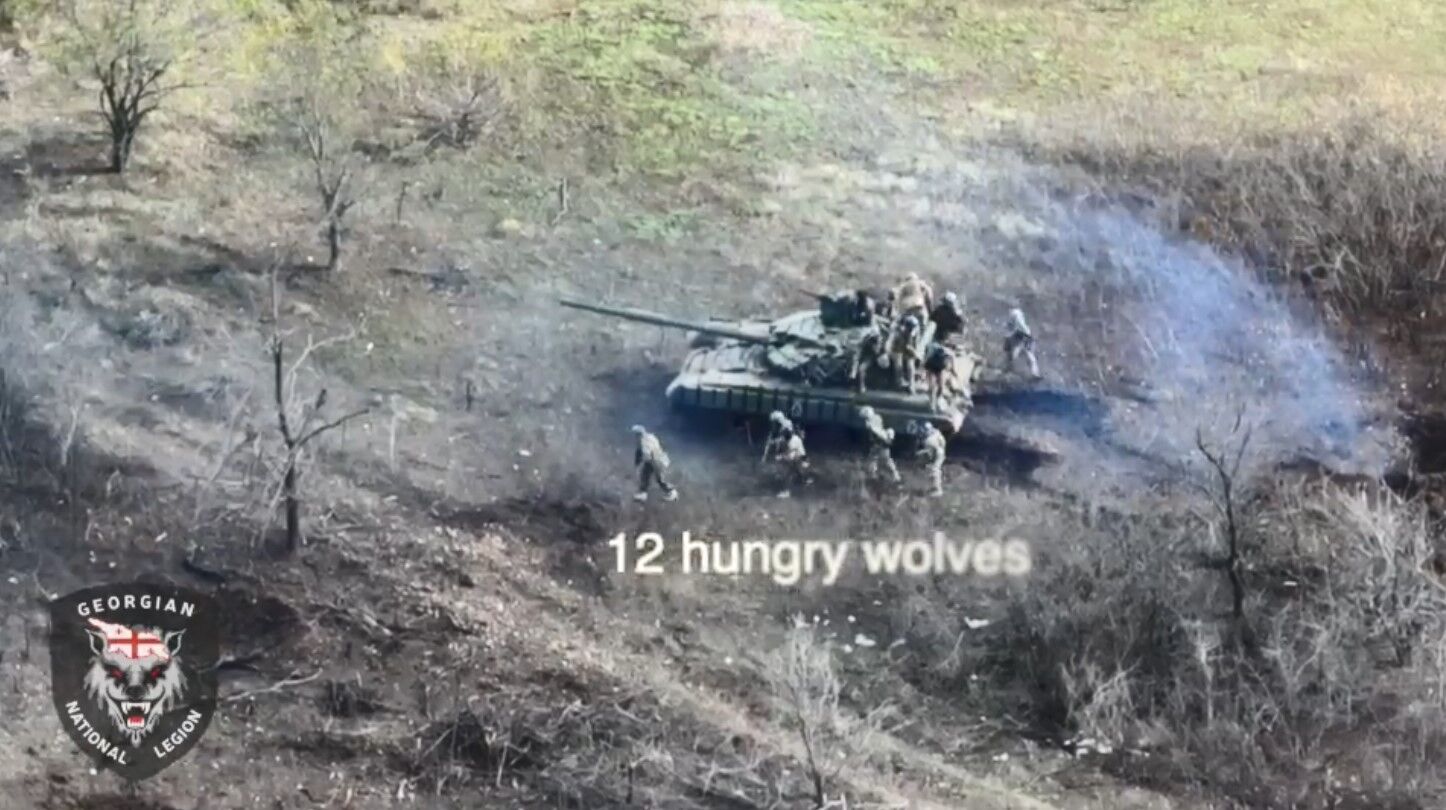 Грузинський легіон показав бій ''12 злих вовків'' з ''вагнерівцями'': є ''мінус'' 16 ворогів (відео)