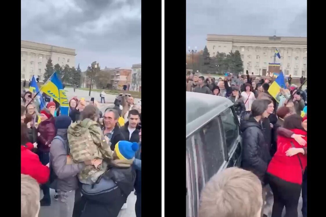Кадры из Херсона: на площади – сотни людей встречают ВСУ (видео)