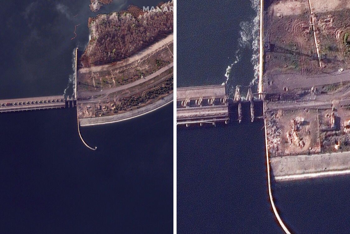 Обнародованы кадры подрыва моста на Каховской ГЭС (видео)