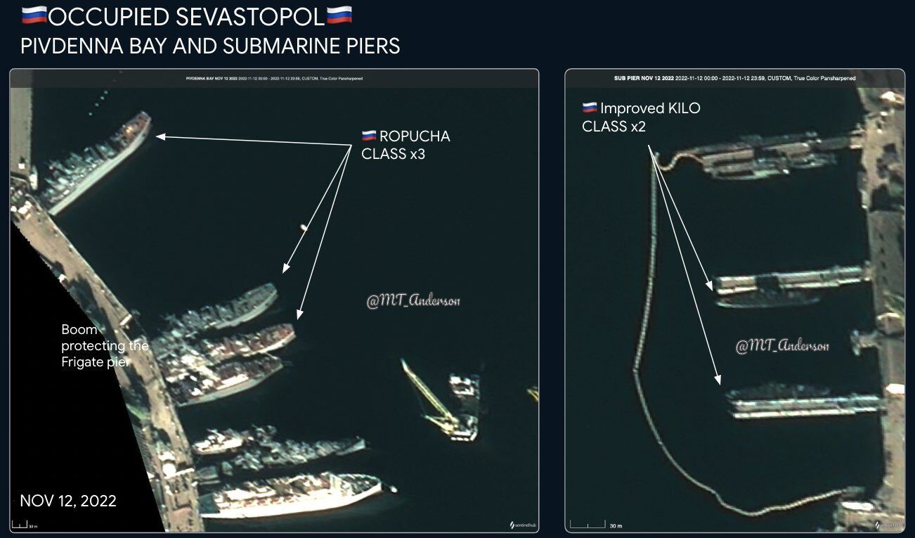 Севастополь: пірс для фрегатів, а також причали для завантаження боєприпасами й паливом