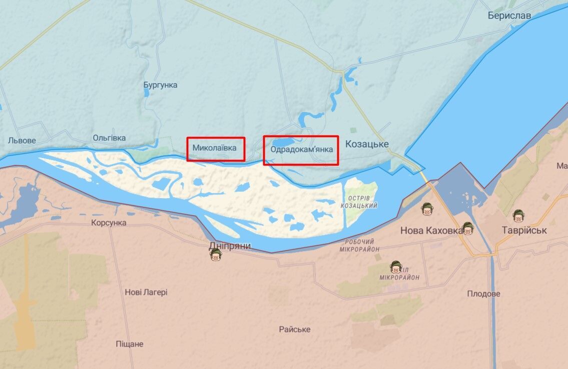 Ситуация возле Каховской ГЭС – местность на правом берегу Днепра