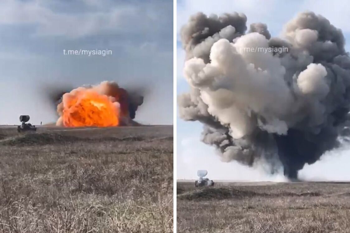 Детонація російських мін внаслідок роботи установки УР-77 ''Метеорит''