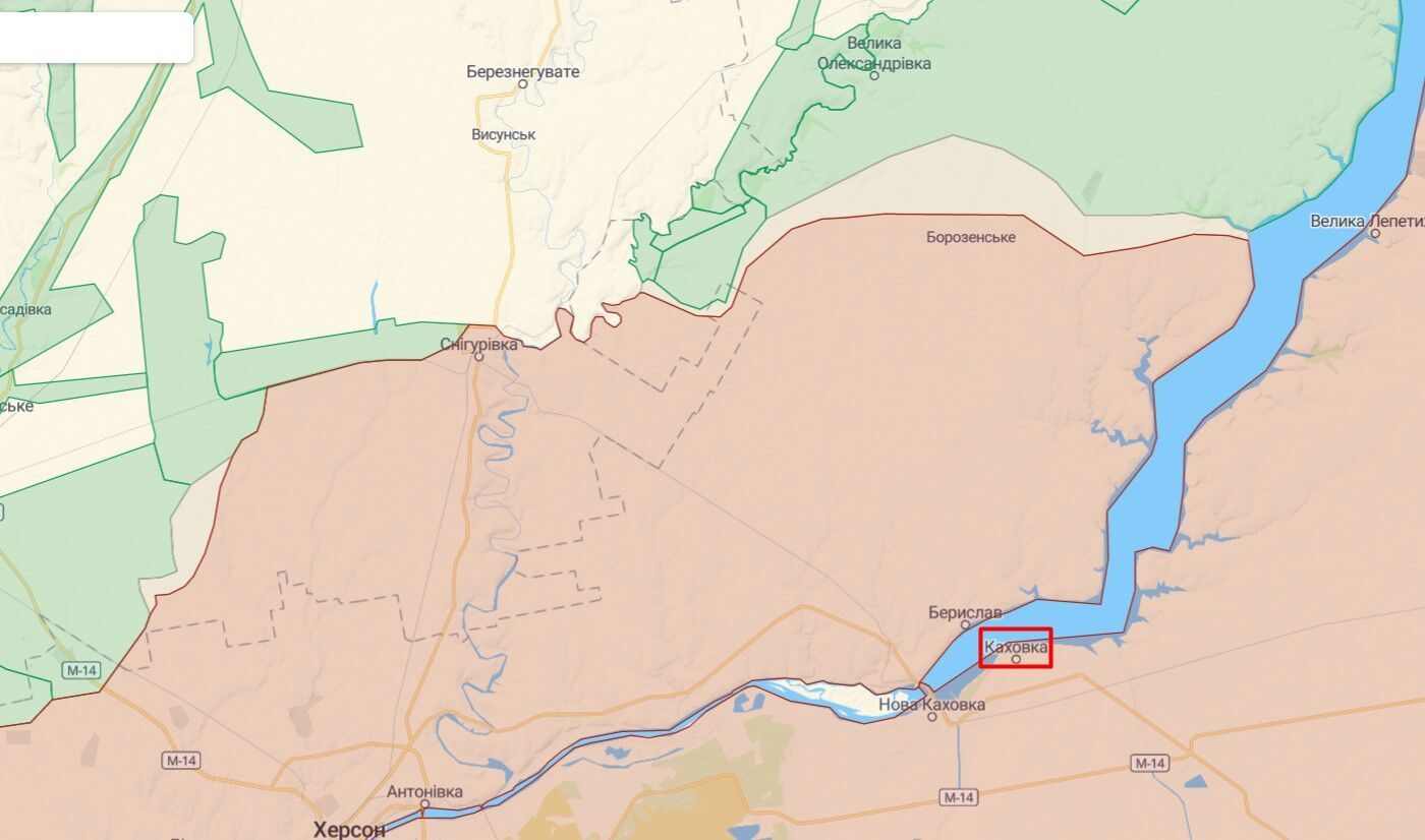 Ситуация на линии фронта возле Каховки на Херсонщине – на левом берегу Днепра