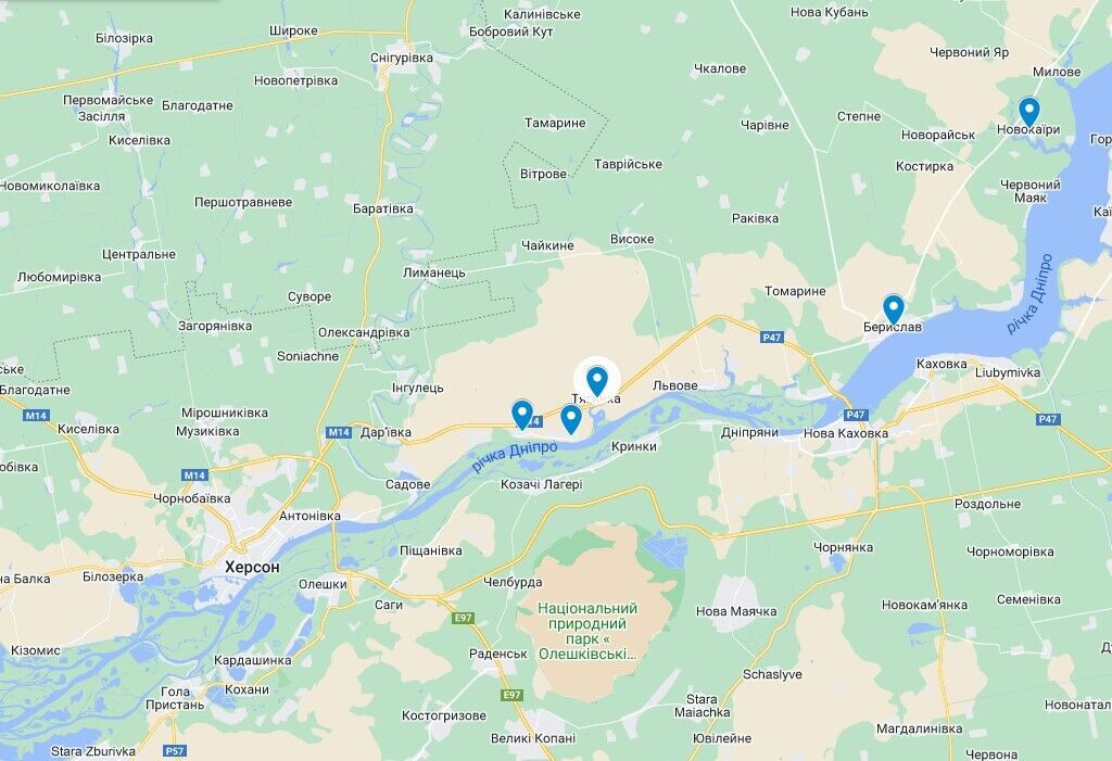 Населені пункти на Херсонщині, де росіяни суттєво пошкодили зв'язок