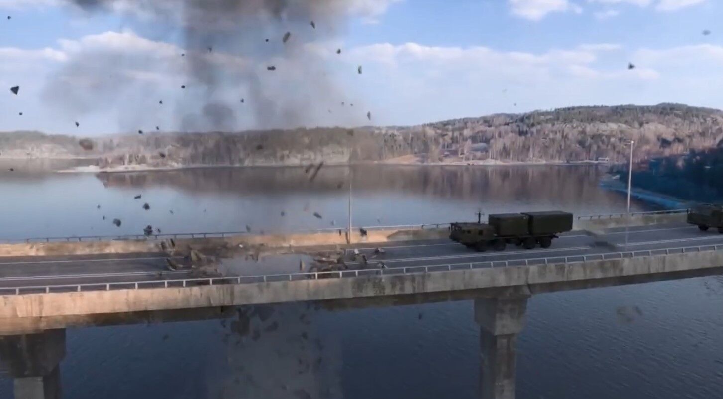 Наслідок вибуху GLSDB: мостове покриття пробито наскрізь