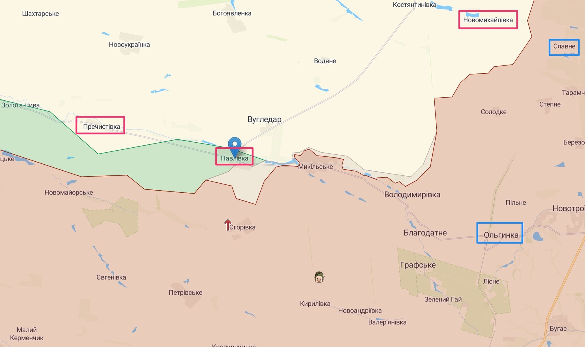 Оккупанты атакуют Павловку, Пречистовку и Новомихайловку, резервы расположены между Ольговкой и Славным.