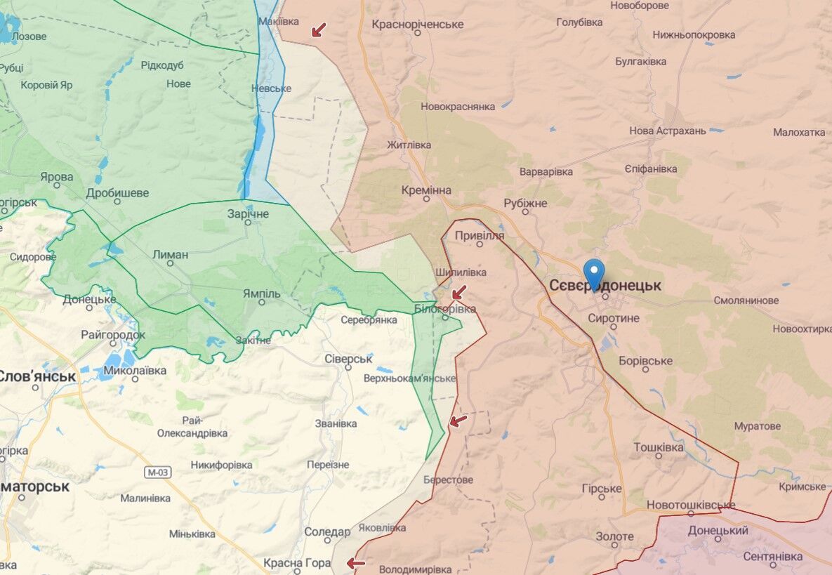 Ситуація на лінії фронту біля Сєвєродонецька на Луганщині