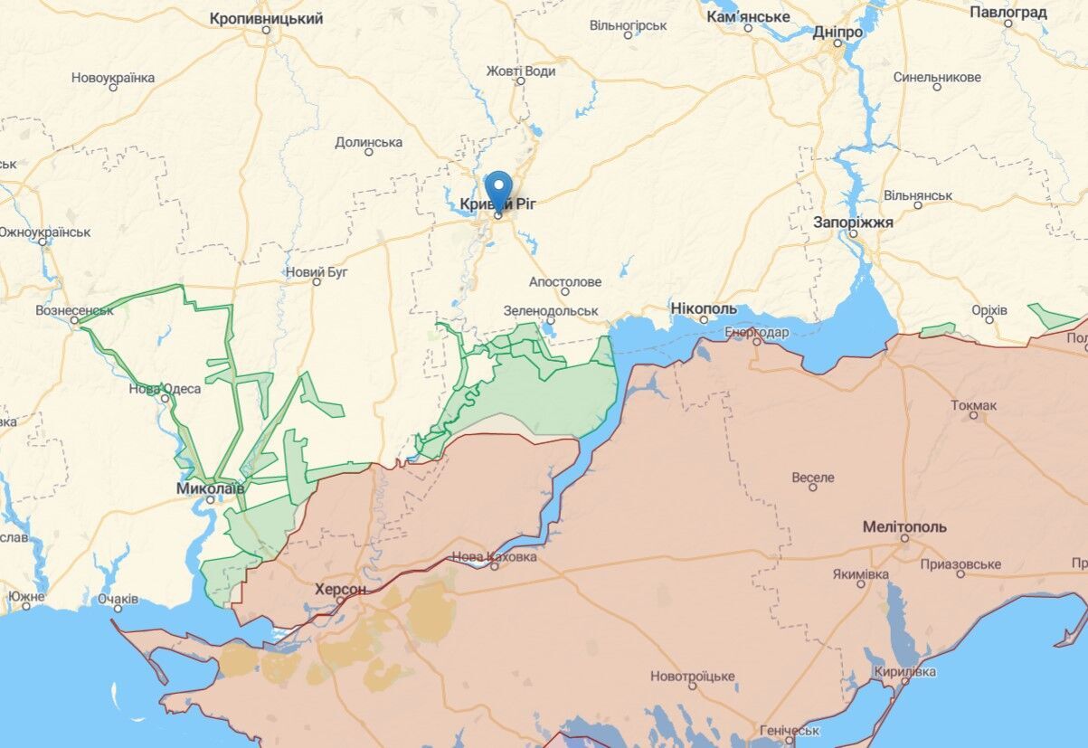 Ситуация на линии фронта южнее Кривого Рога на Днепропетровщине