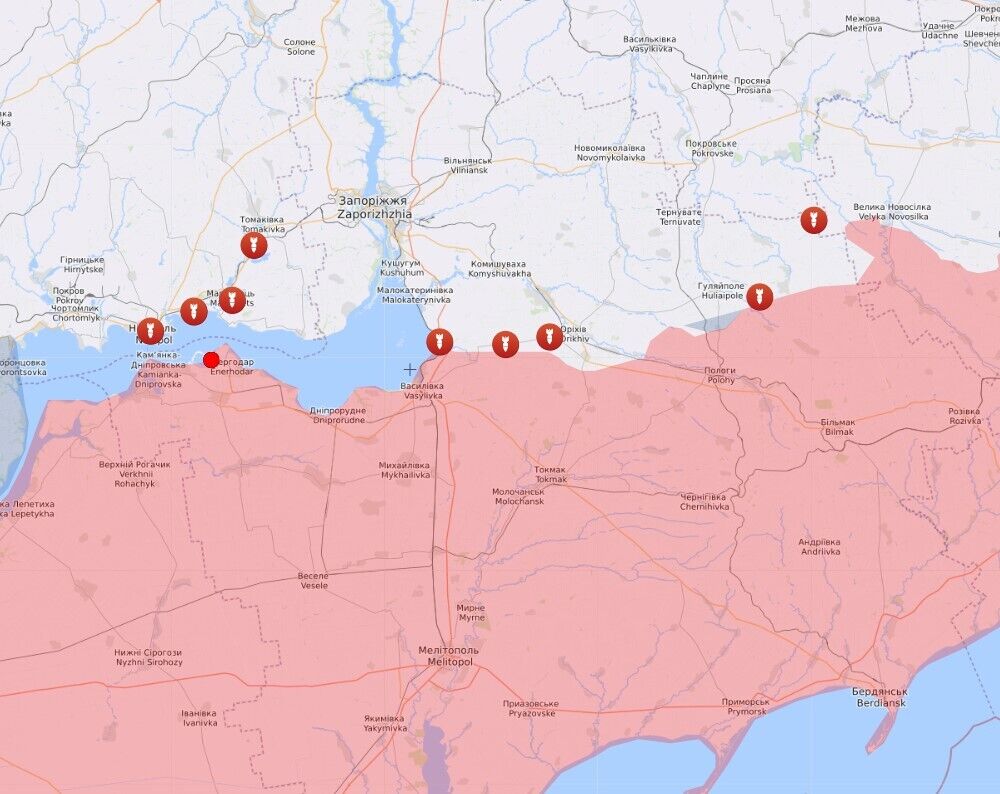 Населенные пункты, которые обстреливала армия рф на Запорожском направлении
