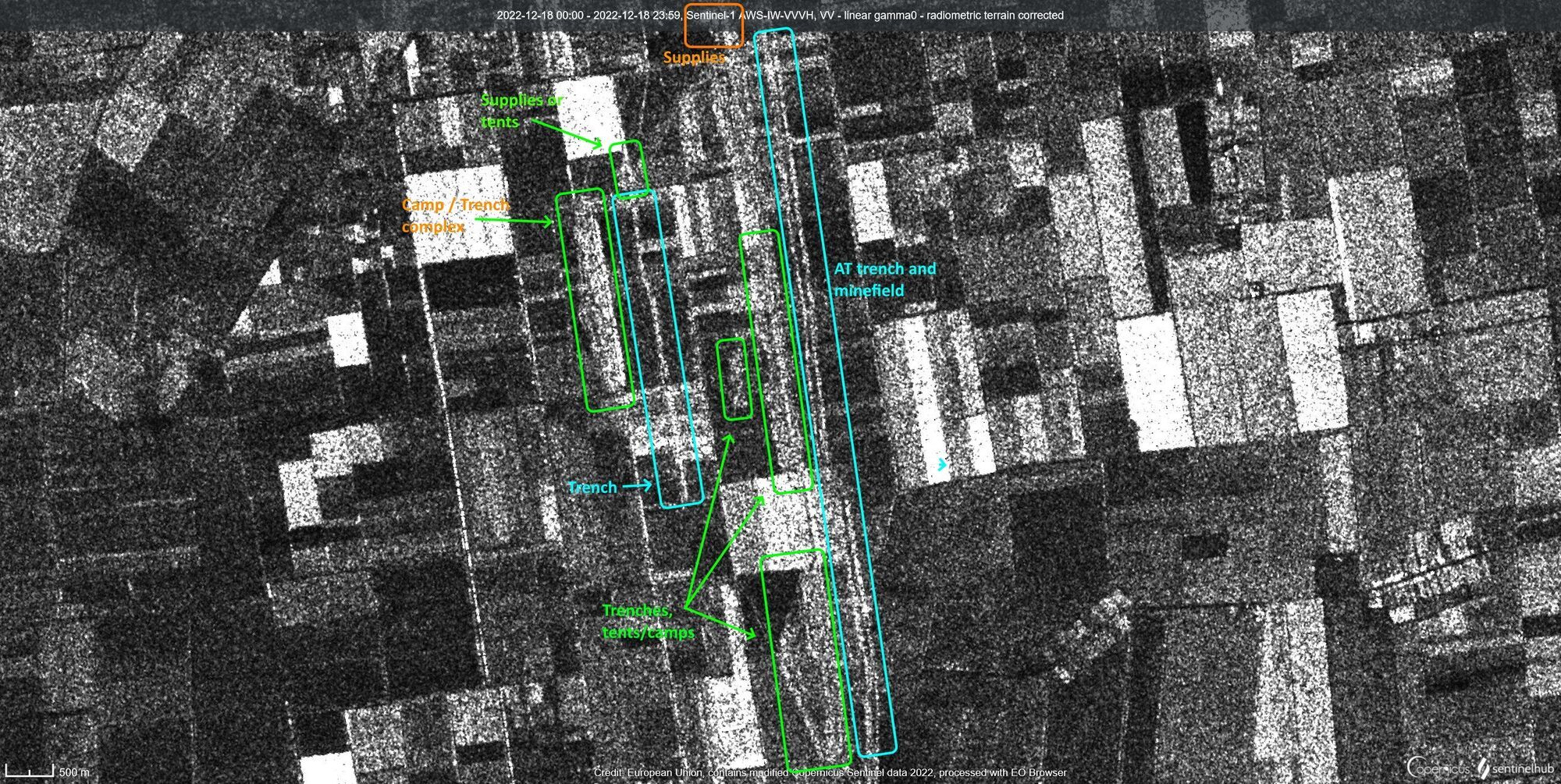 Розшифровка супутникового знімку російських позицій на Запоріжжі