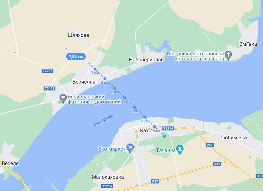 Расстояние от аэропорта ''Каховка'' до возможных позиций ВСУ