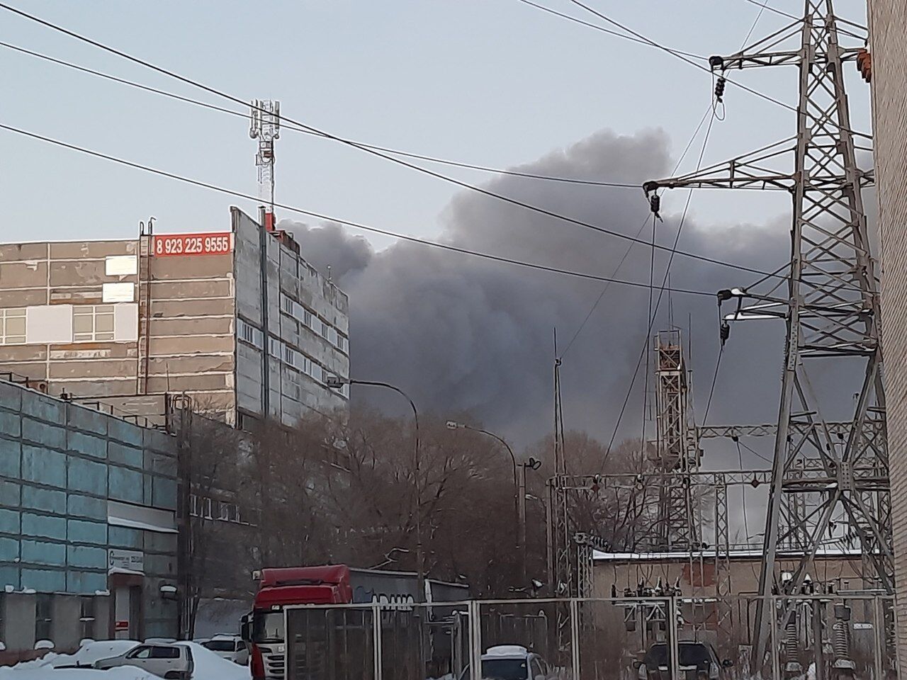Дым над Новосибирском в рф