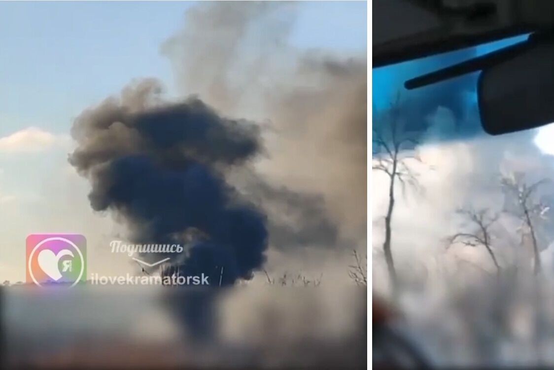 Столбы дыма над Краматорском на Донетчине