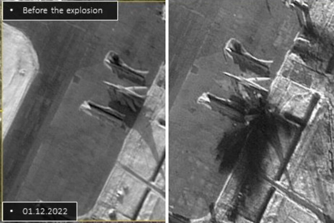 Фотографии авиабазы ''Дягилево'' до и после атаки БПЛА