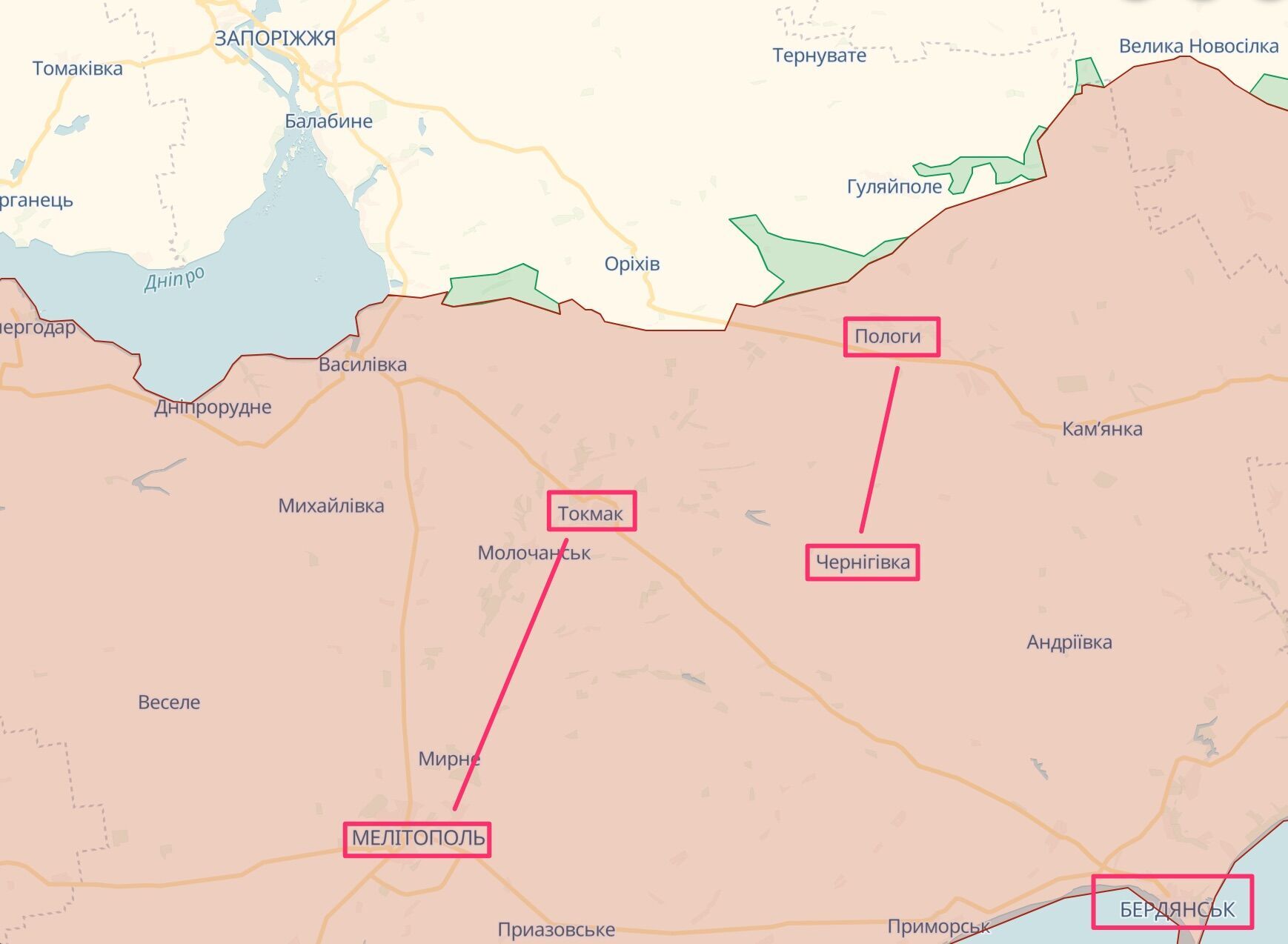 Росіяни окопуються по лініях Пологи – Чернігівка та Токмак – Мелітополь, а також навколо Бердянська
