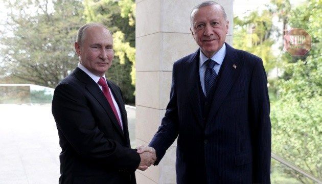 Президент РФ В.Путін та президент Туреччини Т.Ердоган Фото: з мережі