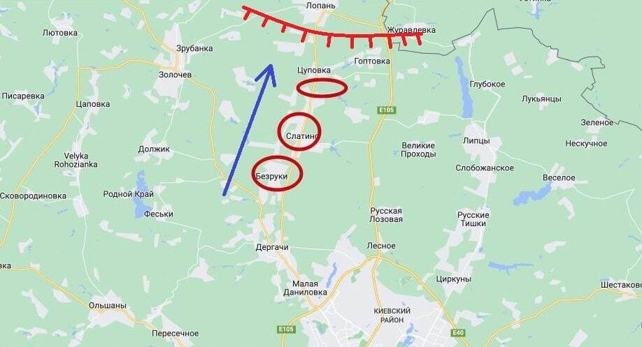 карта бойових дій біля Харкова