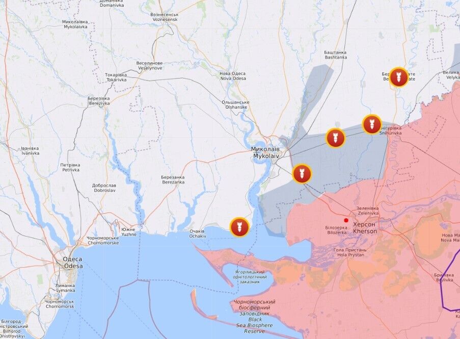 Карта ситуации на юге Украины