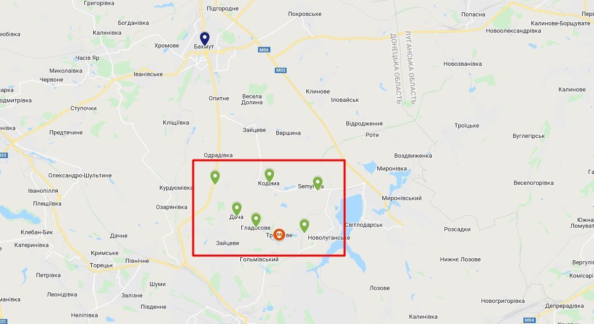 Населені пункти біля Травневого на шляху аміачної хмари