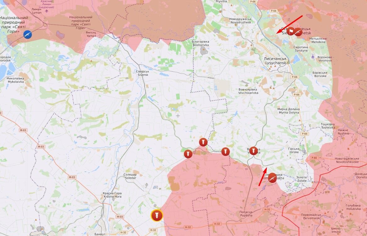 Бойові дії у районі Сєвєродонецька і Бахмута