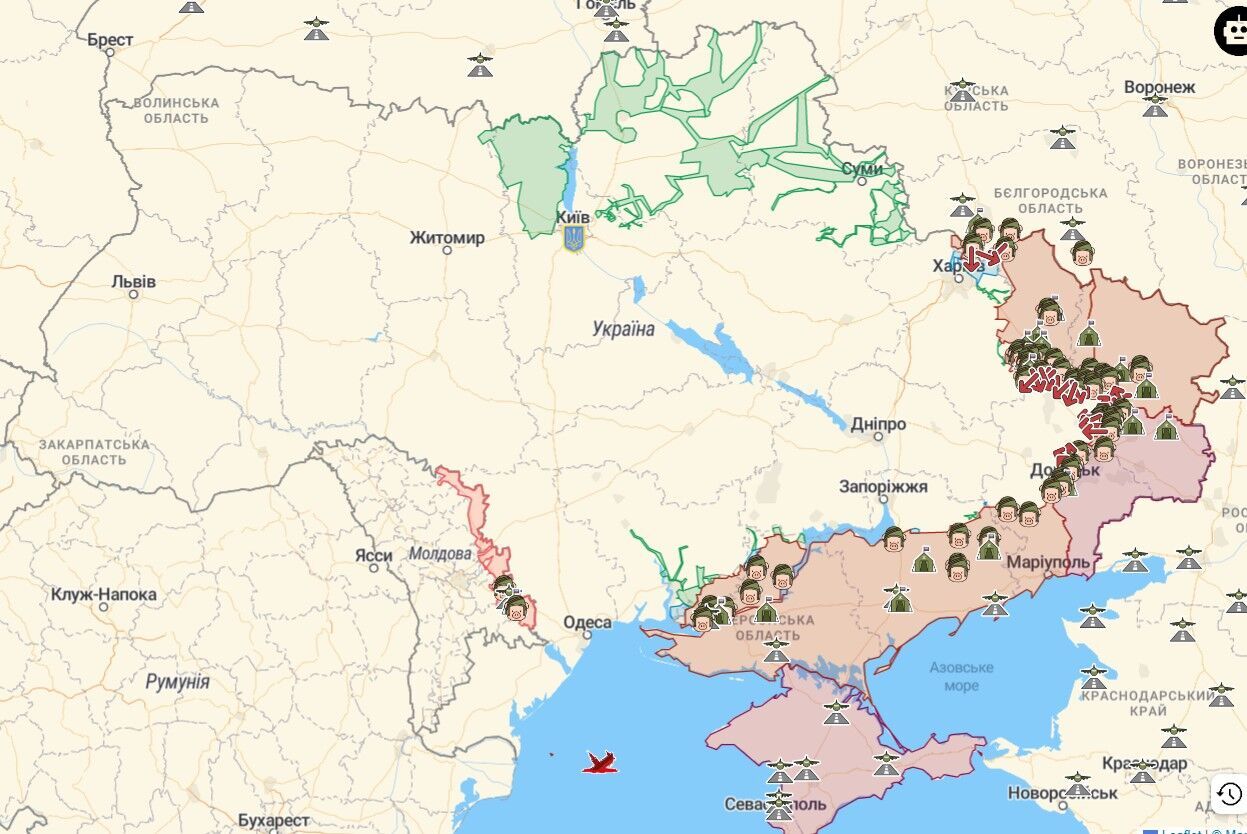Карта бойових дій війни рф в Україні станом на 12 червня