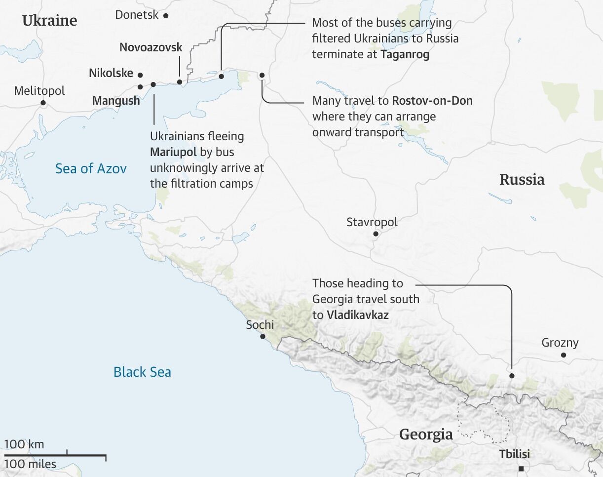 Расположение русских фильтрационных лагерей