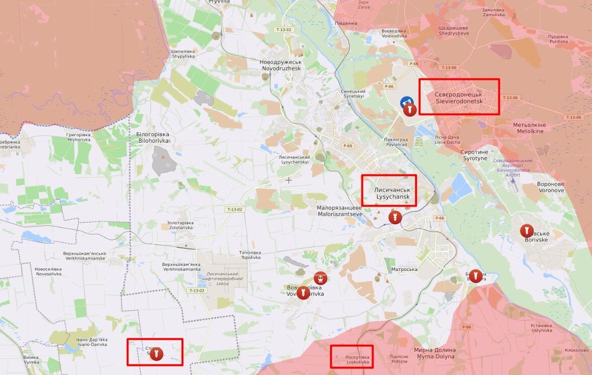 Обстрелы в районе Лисичанск-Северодонецк