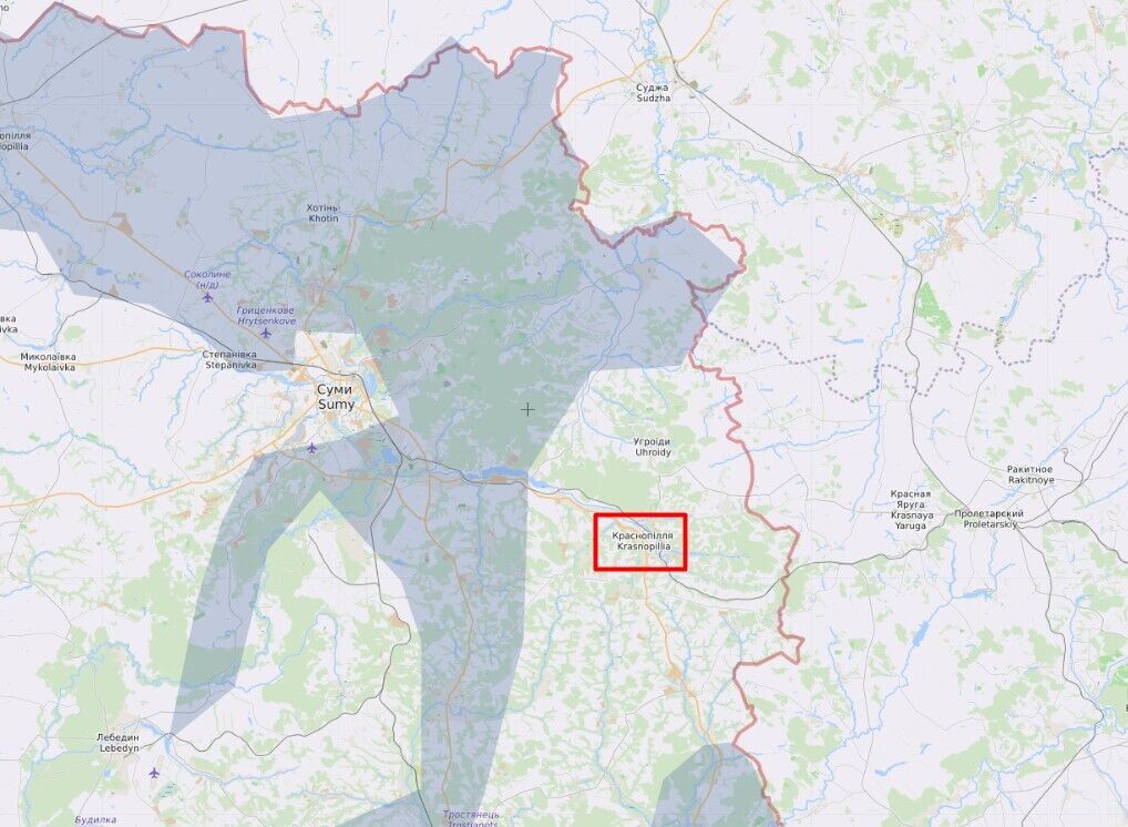 обстрел Сумщины (карта)