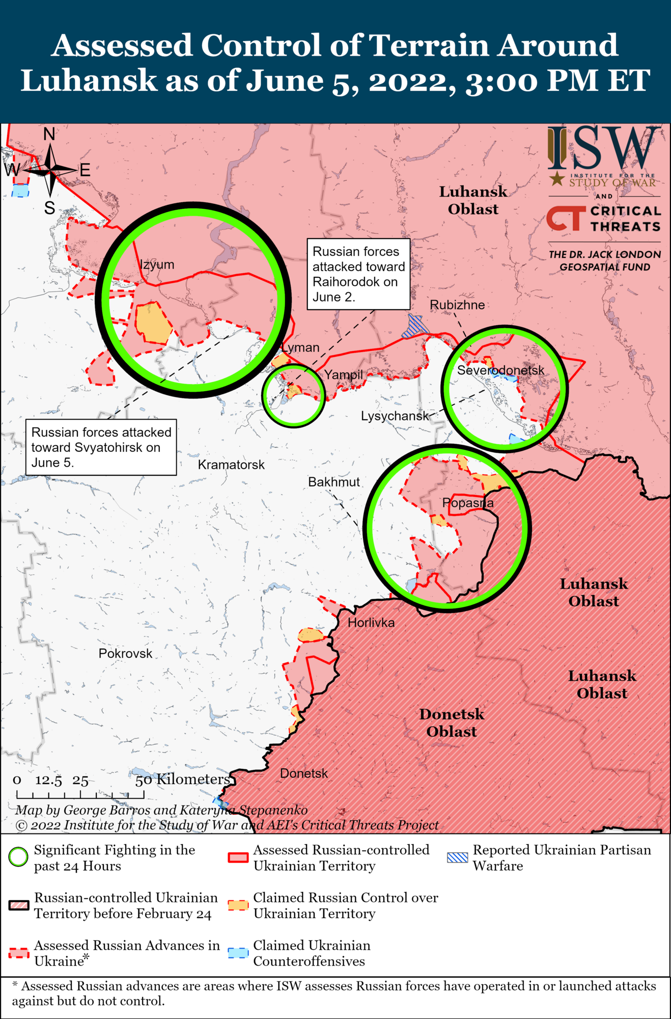 карта ISW Луганська область