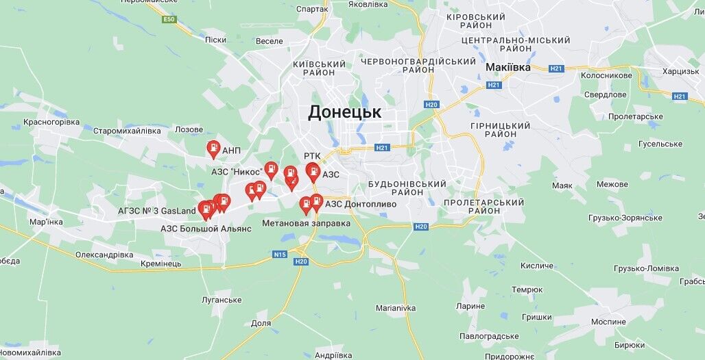 Карта Кировского района Донецка
